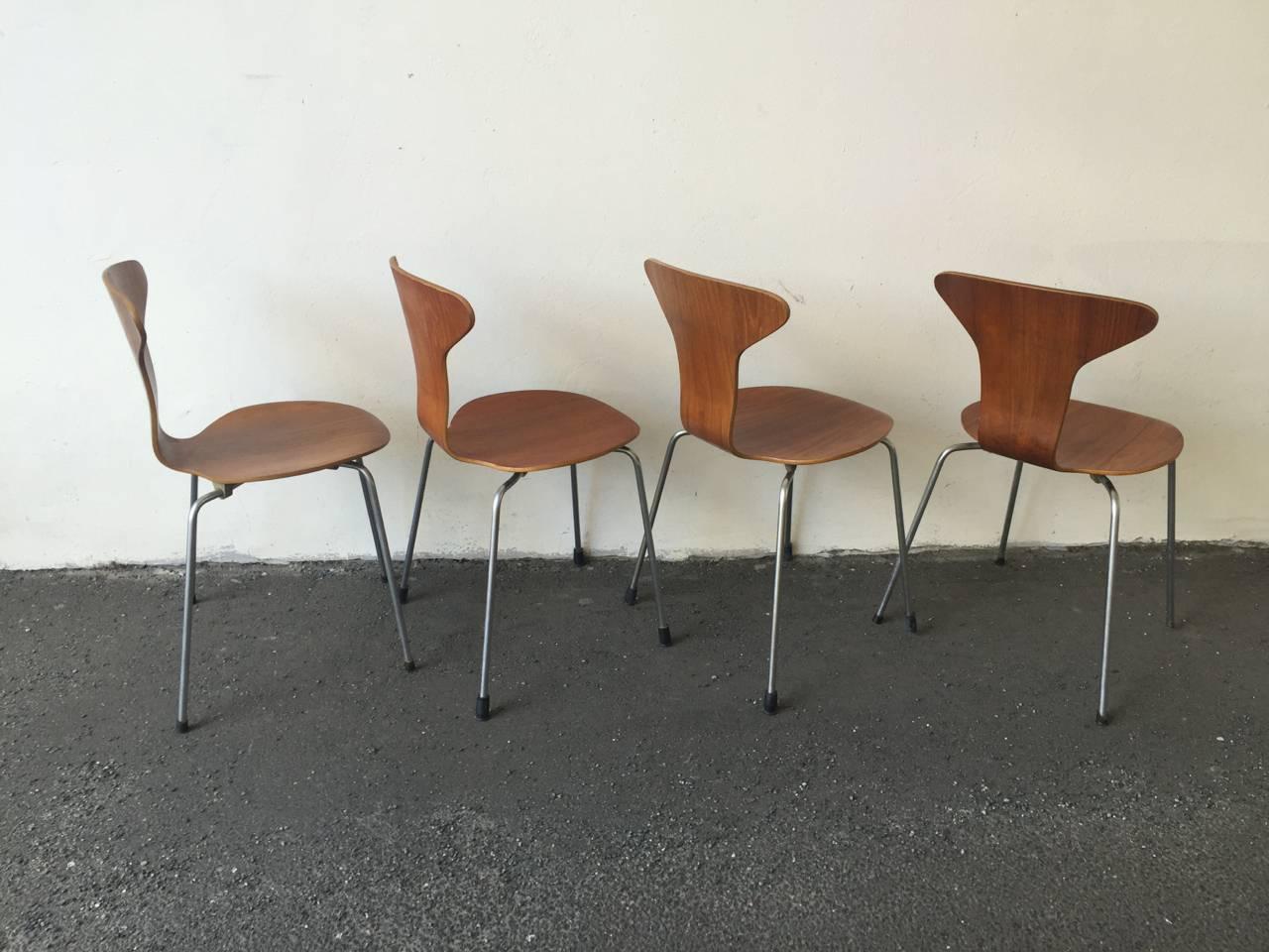 20th Century Set of Four No. 3105 Munkegaard or Mosquito Chairs by Arne Jacobsen