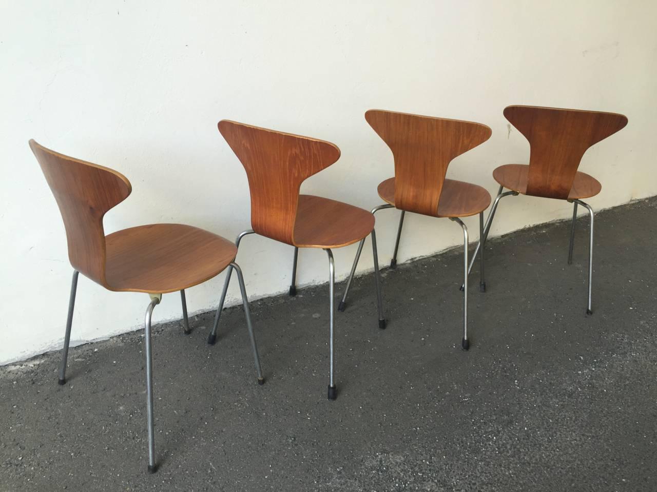 Set of Four No. 3105 Munkegaard or Mosquito Chairs by Arne Jacobsen 1