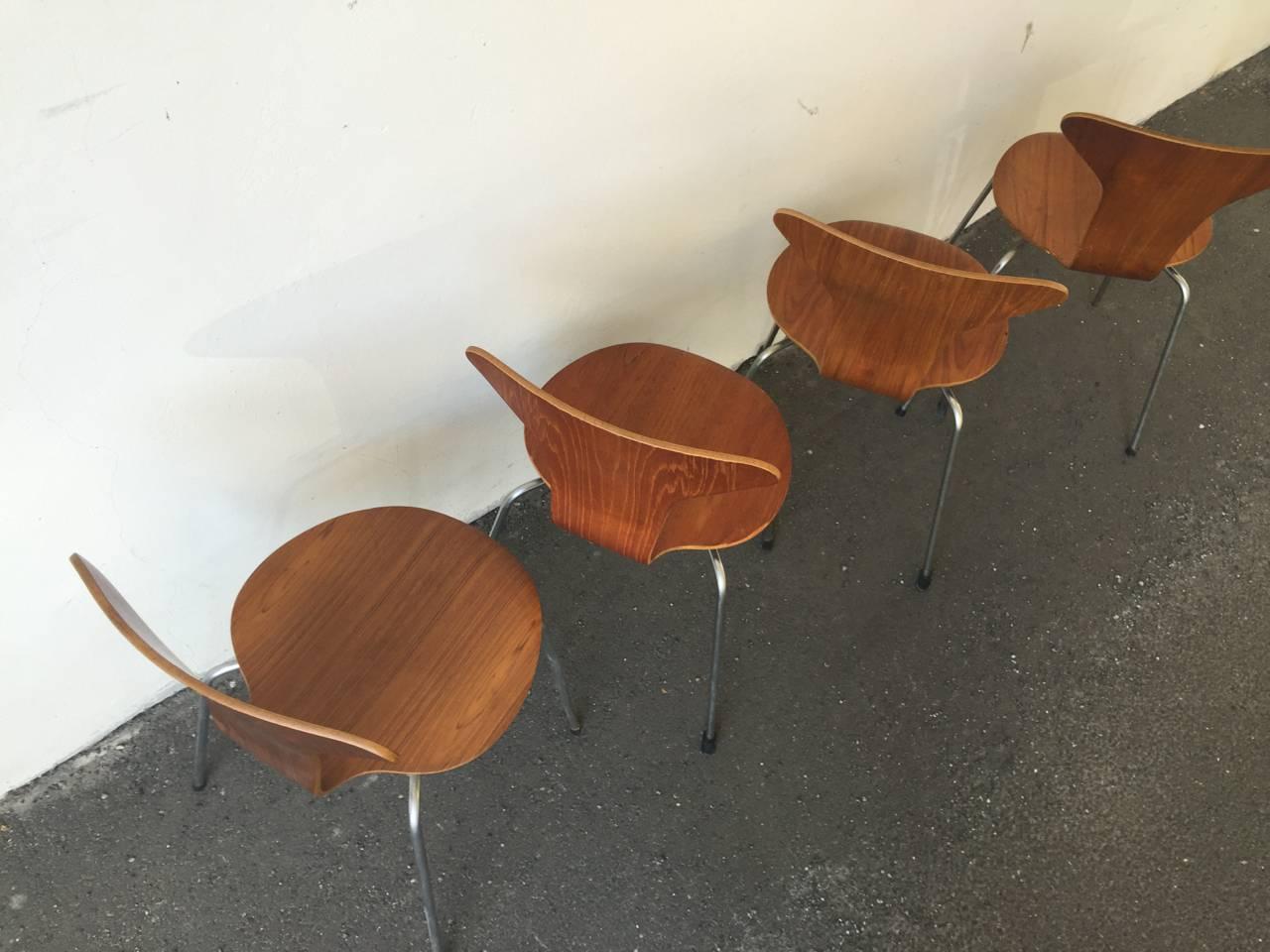 Set of Four No. 3105 Munkegaard or Mosquito Chairs by Arne Jacobsen 2