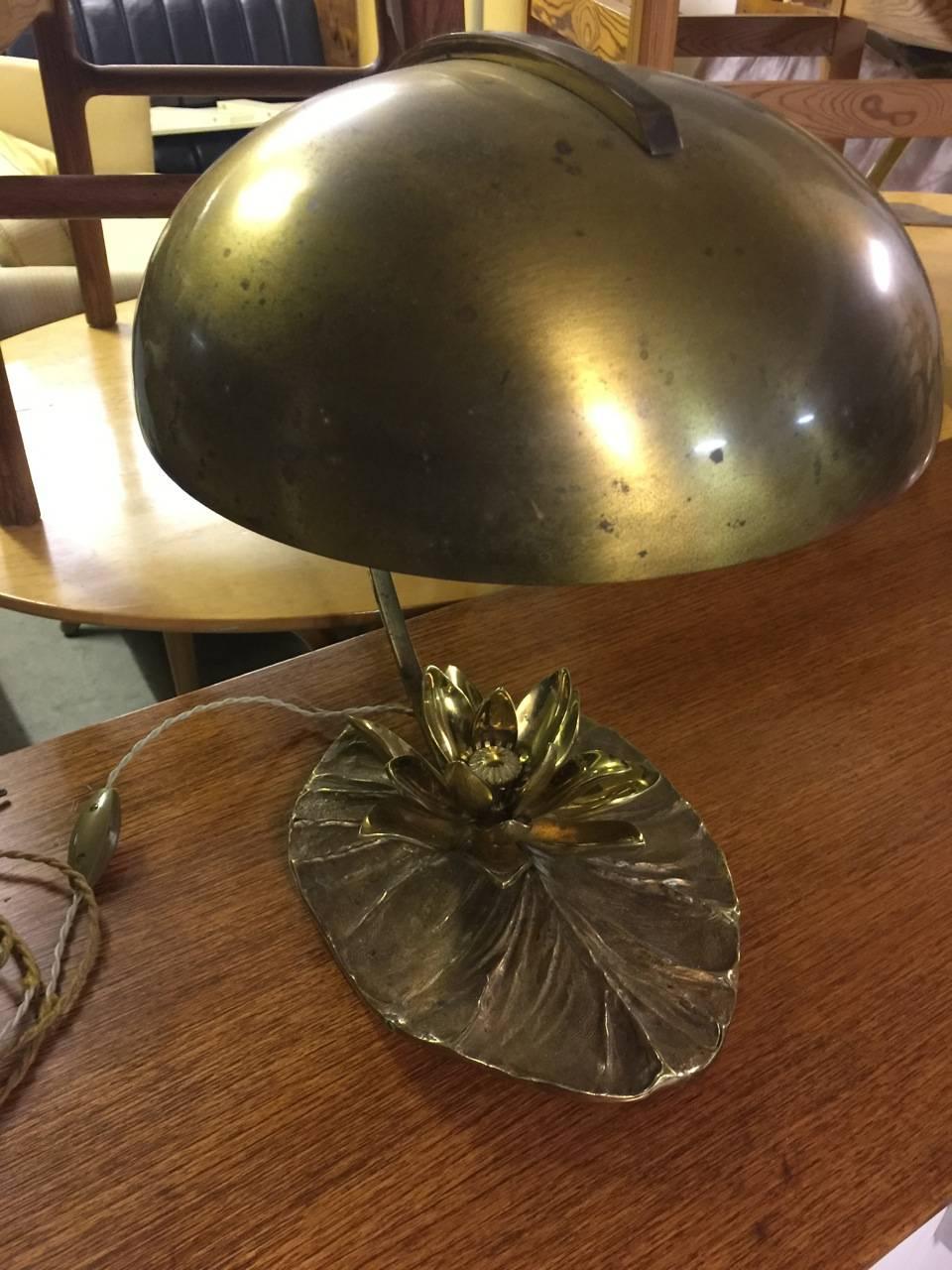 French Wonderful Water Lilly Table Lamp by Maison Charles