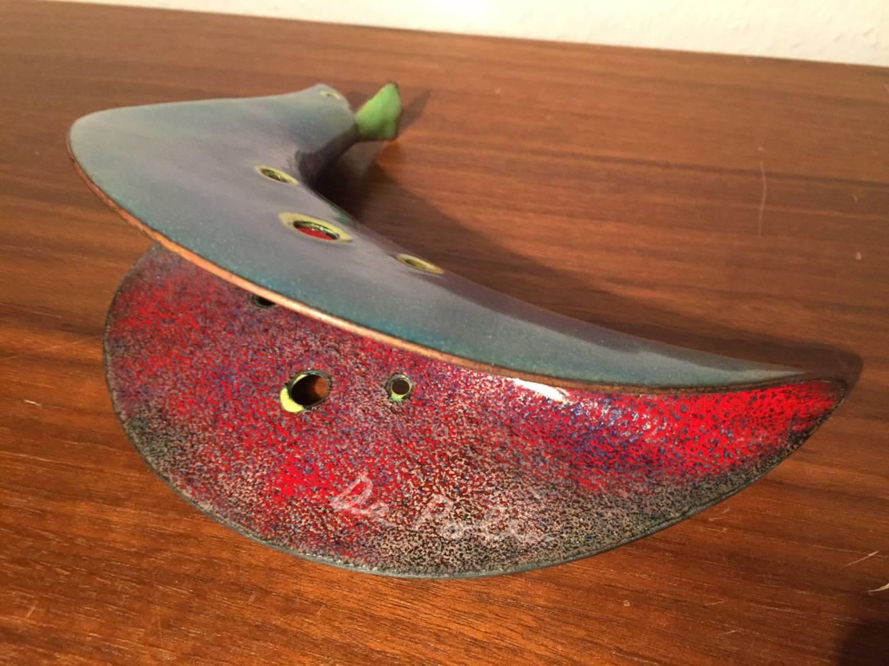 Mid-20th Century Very Rare Pavonessa Artpiece by Gio Ponti for De Poli Enamel