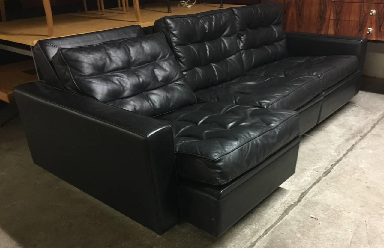 Best quality leather and three adjustable seats make this sofa to the most exquisite sofa De Sede ever produced. Down filled cushions and a great mechanic to find your most relaxable position. one owner sofa in like new condition, a very rare