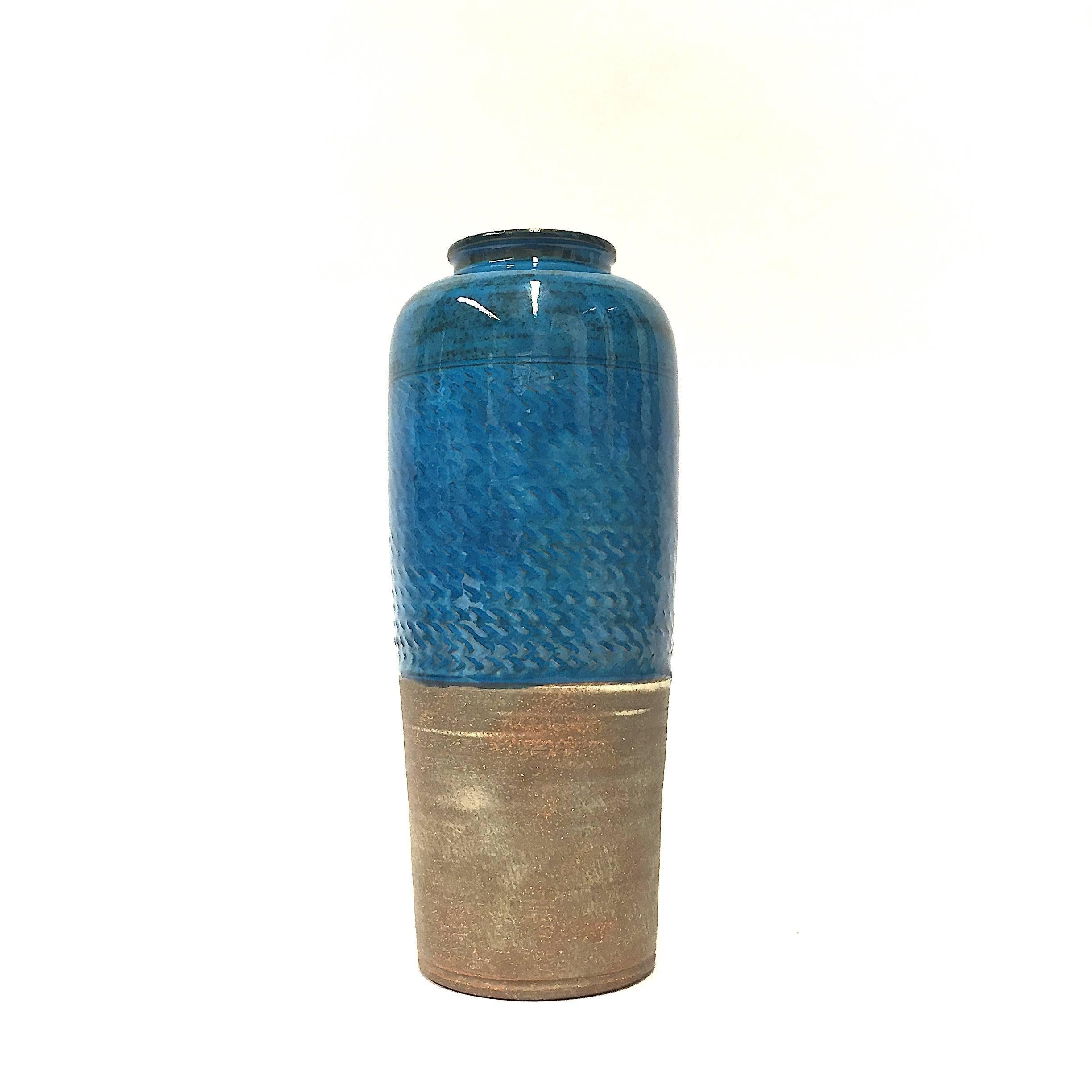 Stoneware Large Blue Niels Kähler Vase For Sale