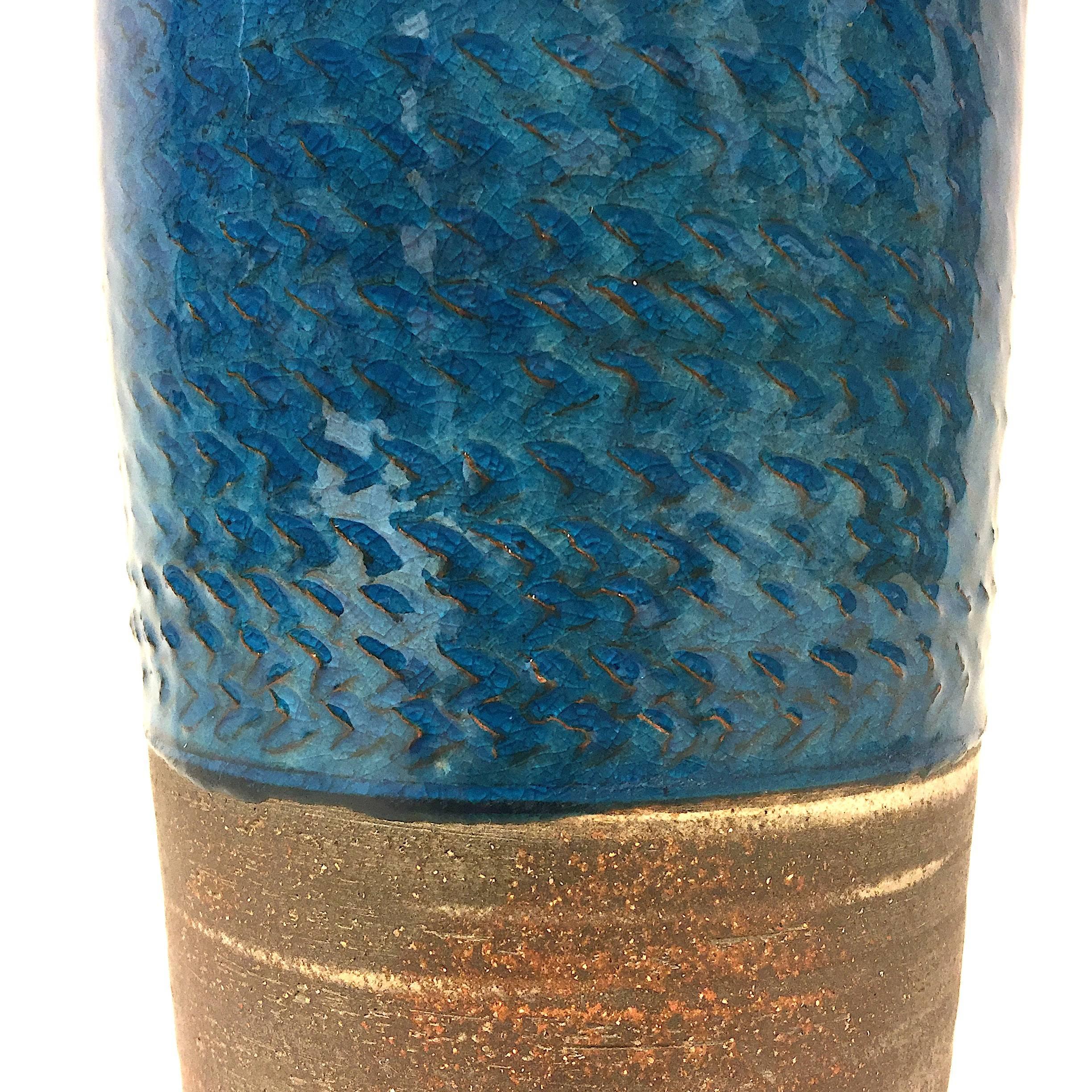 Milieu du XXe siècle Grand vase bleu de Niels Khler en vente