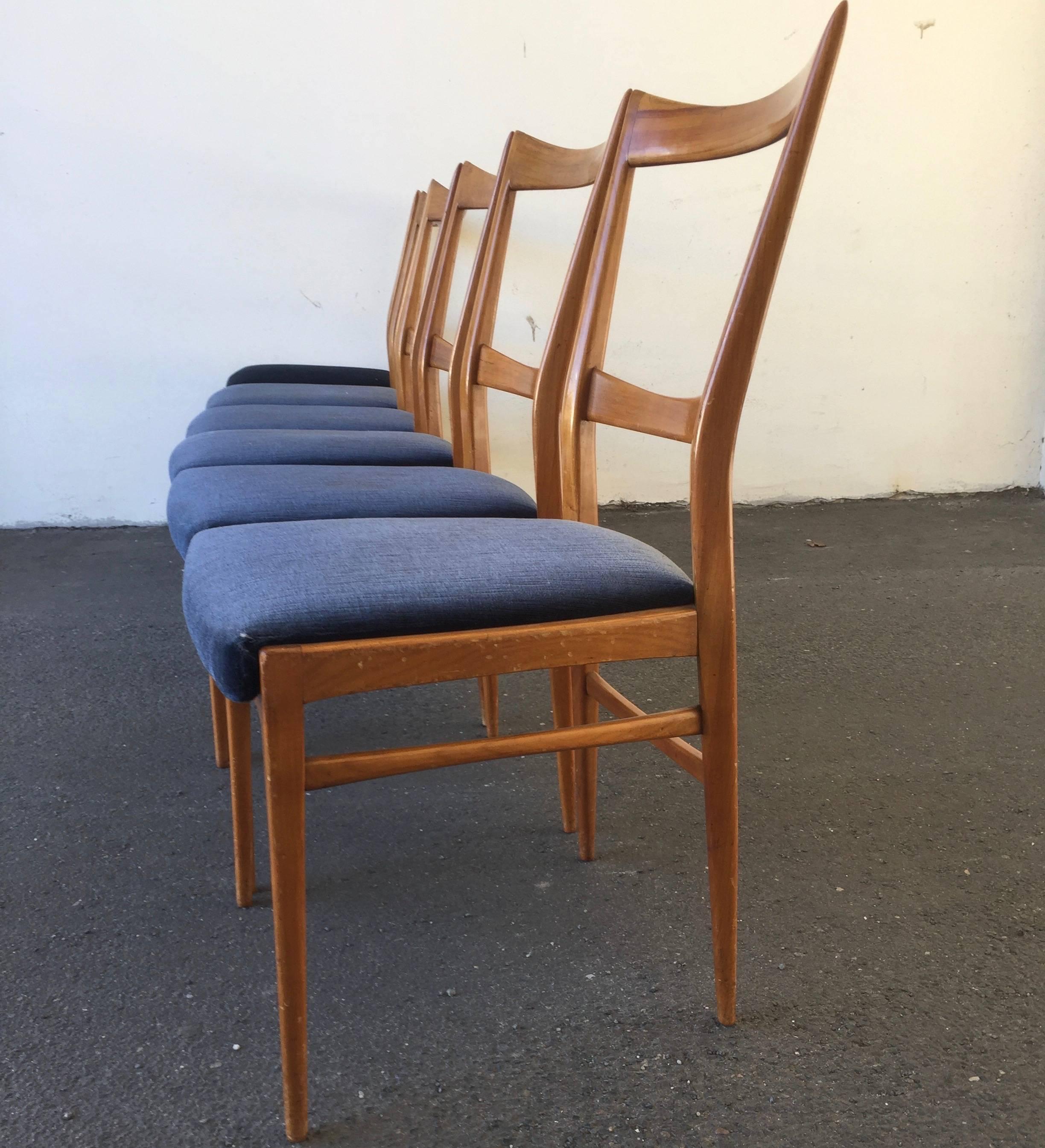 Italian Six Dining Chairs in the Manner of Gio Ponti