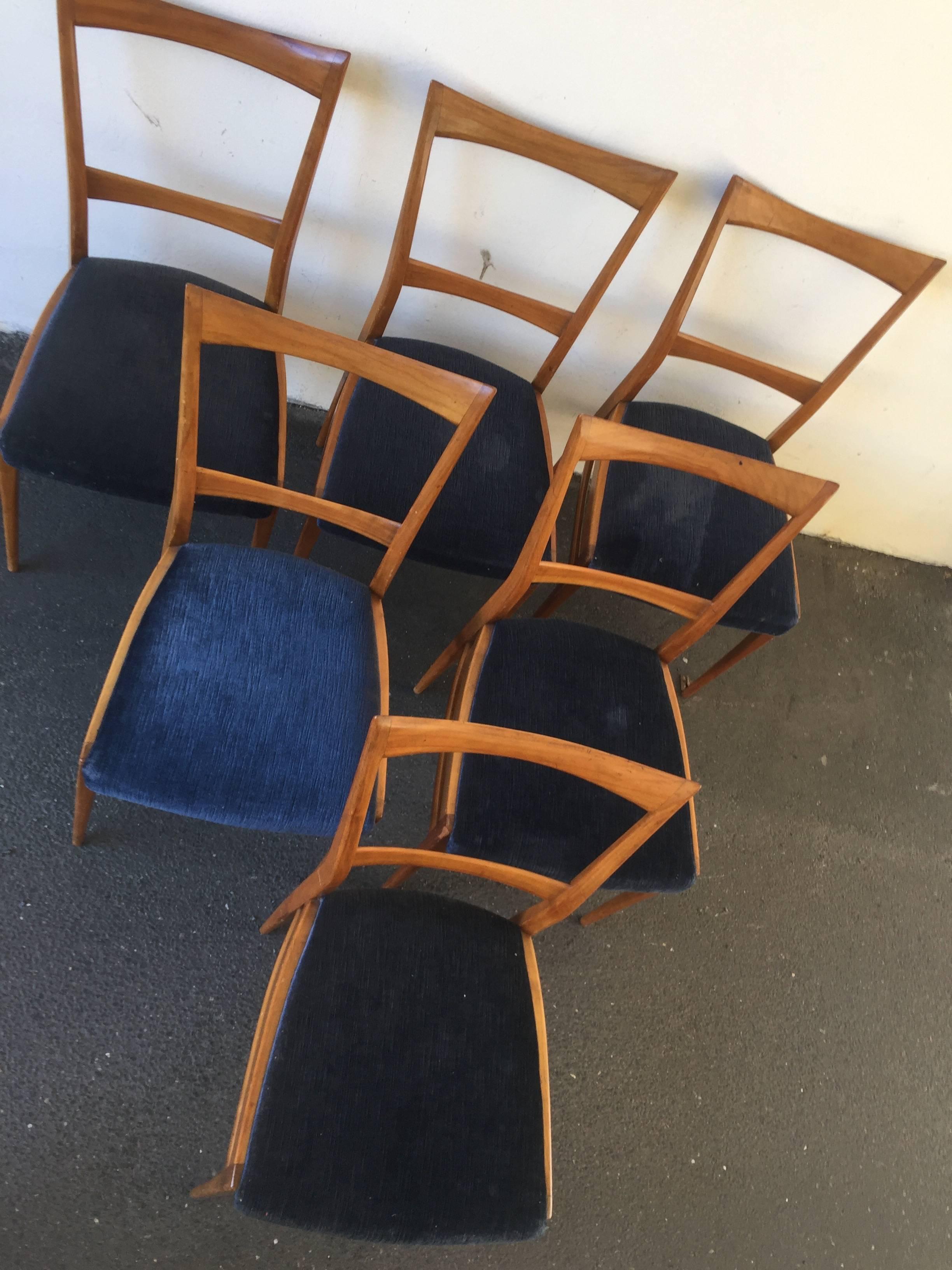 Six Dining Chairs in the Manner of Gio Ponti In Good Condition In Munich, DE