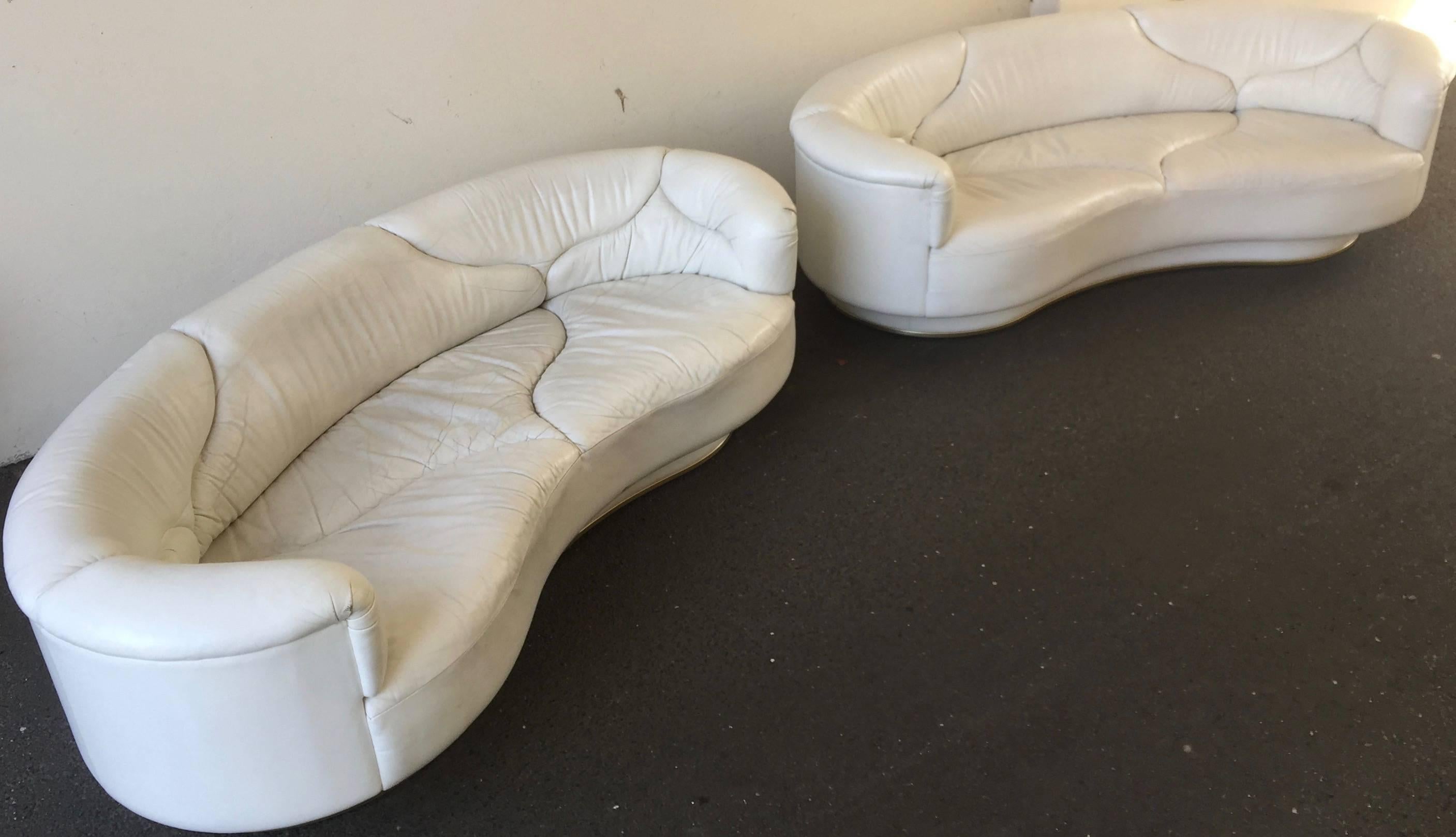 Hochwertige Sofas aus weißem Leder, De Sede, Milo Baughman (amerikanisch) im Angebot