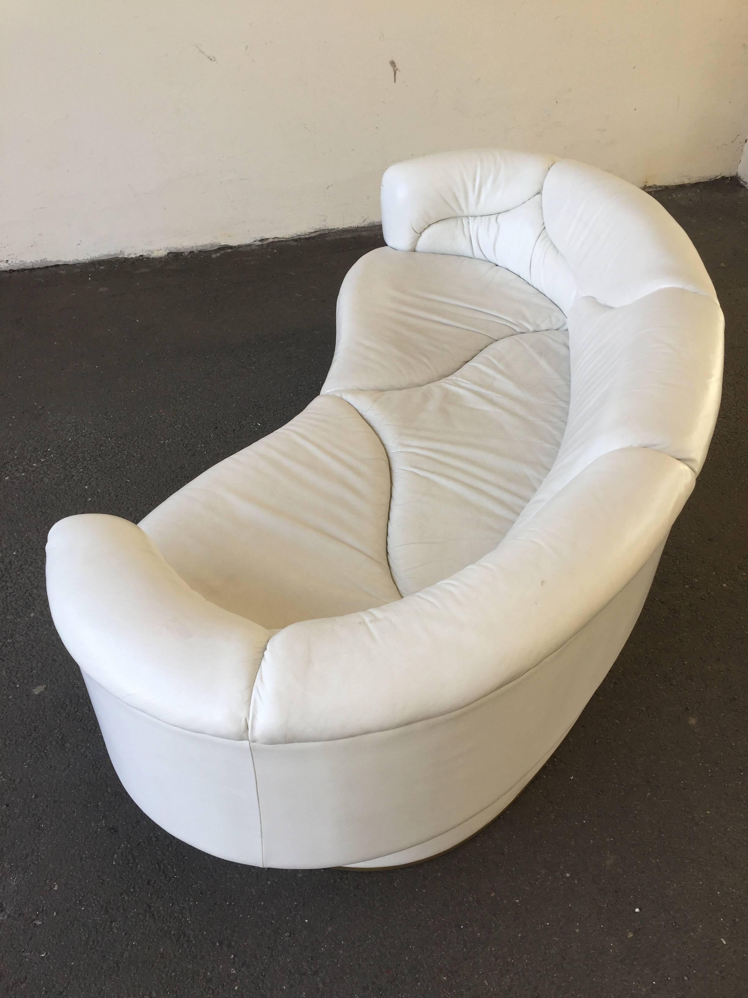 Late 20th Century High Quality Sofas in White Leather, De Sede, Milo Baughman For Sale