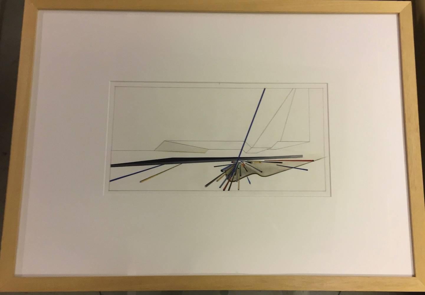 German Five Unique and Early Mixed Media Drawings by Zaha Hadid, Documented