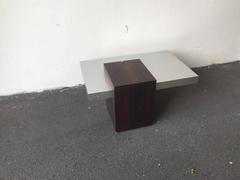 Amazing French Coffee Table in Brushed Aluminium with wooden Bar