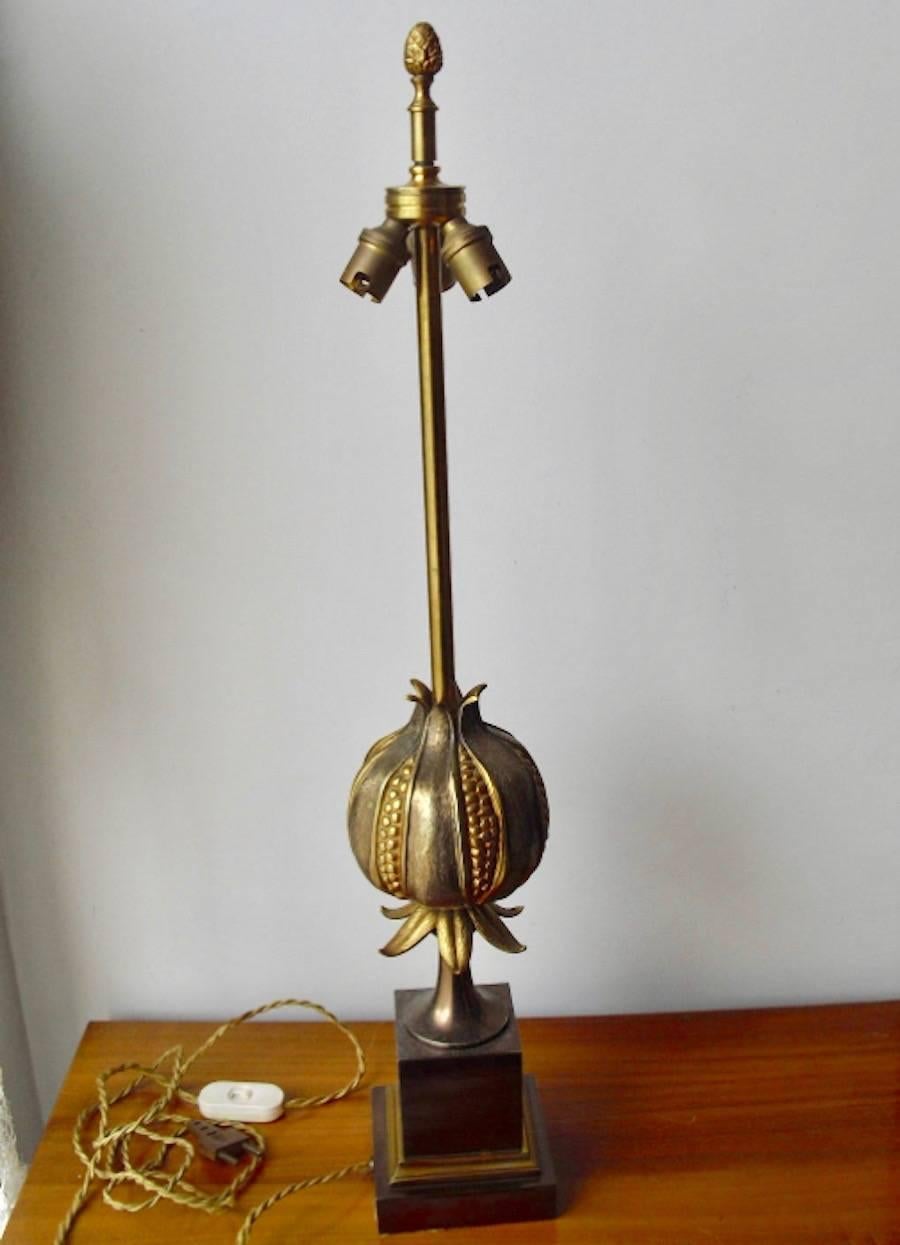 Late 20th Century Maison Charles Pomegranate Bronze Table Lamp Signed