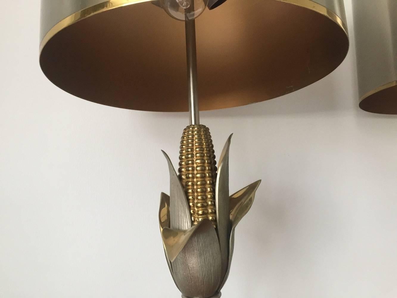 Iconic Pair of Bi-color Corn Lamps by Maison Charles 3