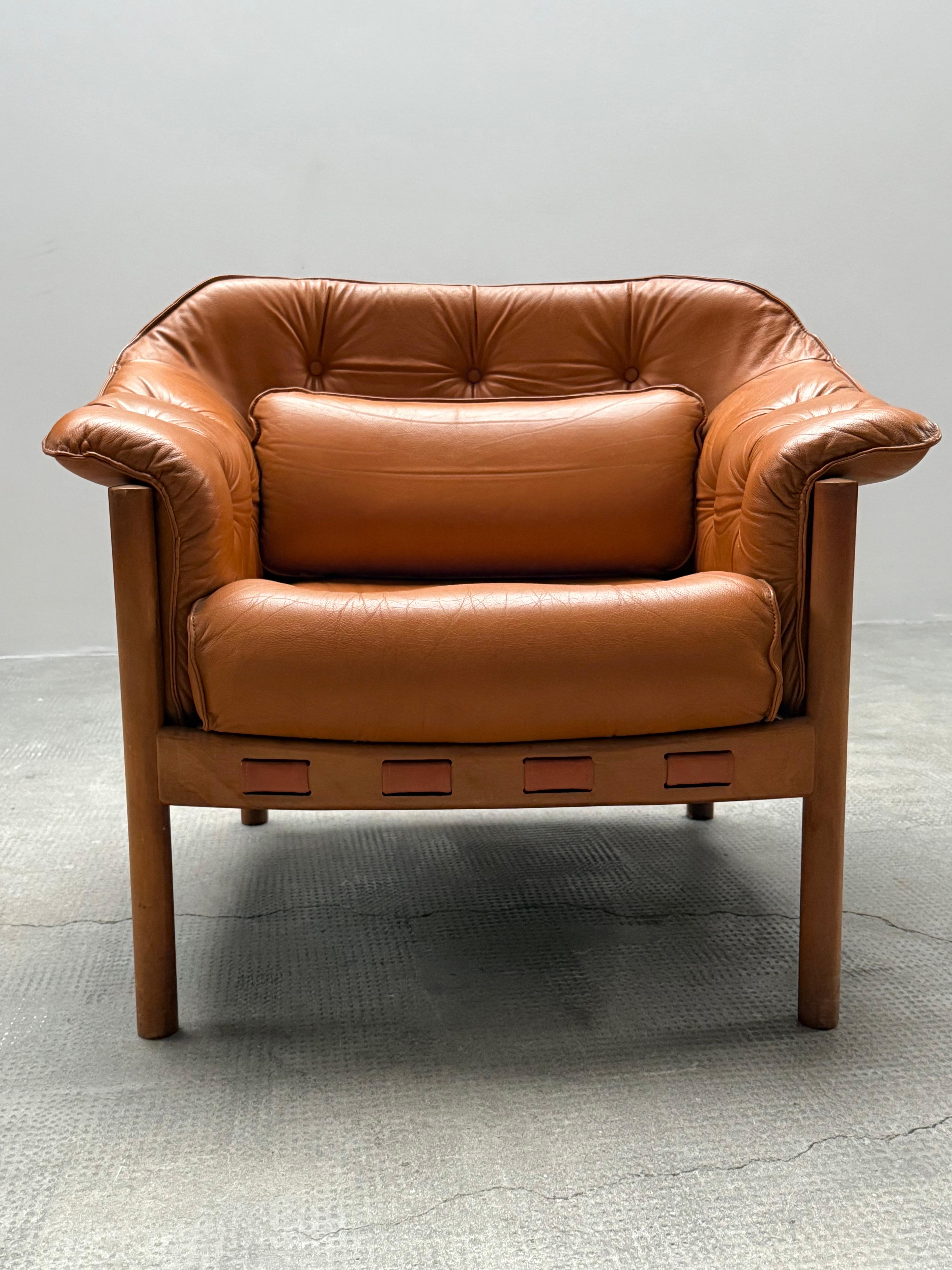 2er Set Sven Ellekaer für Coja Sessel Teak Cognac Leder, Niederlande 1960er en venta 4