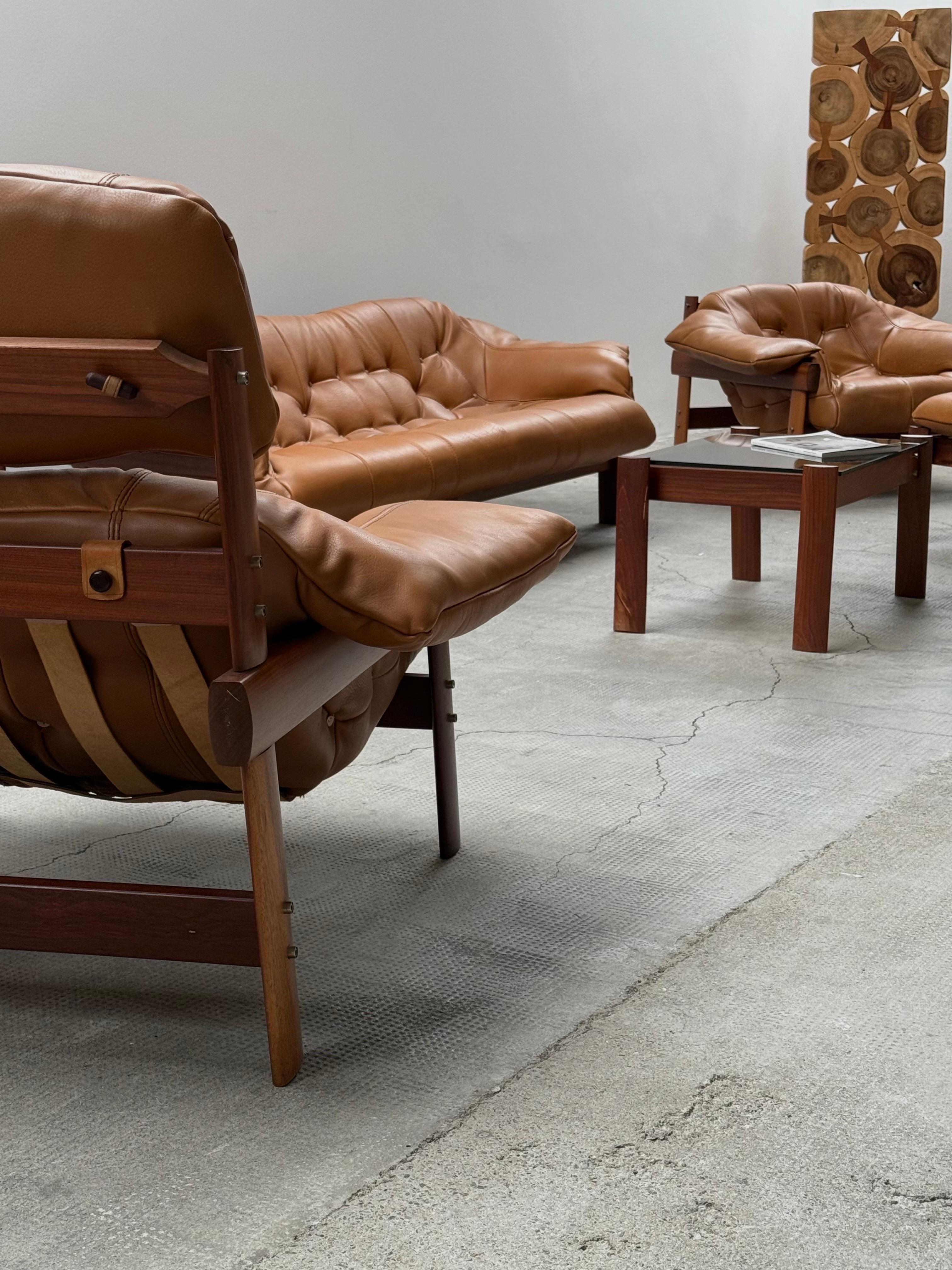 Late 20th Century Percival Lafer MP-41 Armchair Sofa Ottoman Coffee Table Set, Brazil 1970s
