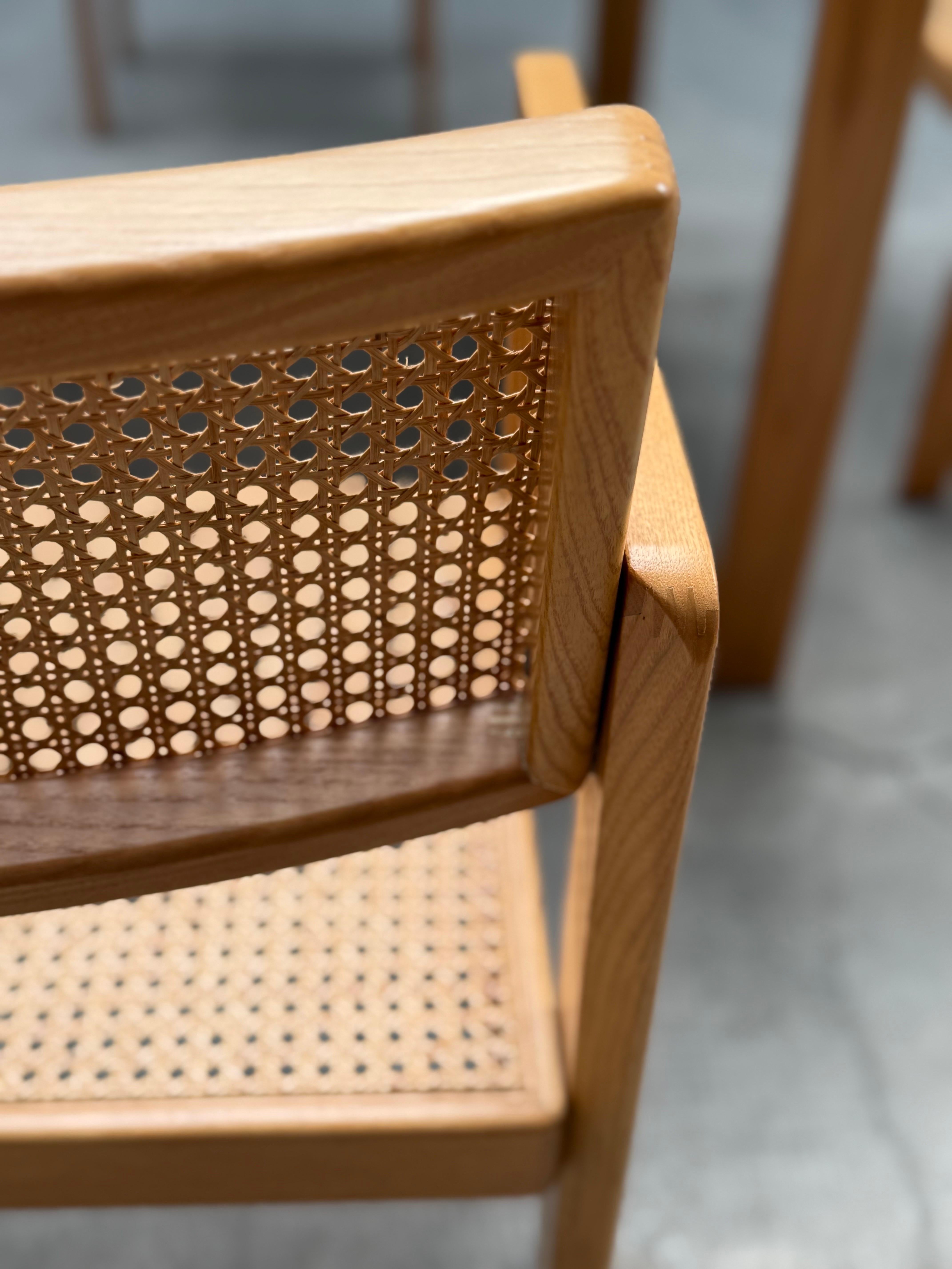 Fin du 20e siècle DERK JAN DE VRIES MAISA DE SEVESO TABLE DE DINING SET CHAIRS WOOD RATTAN, ITALY 60s en vente