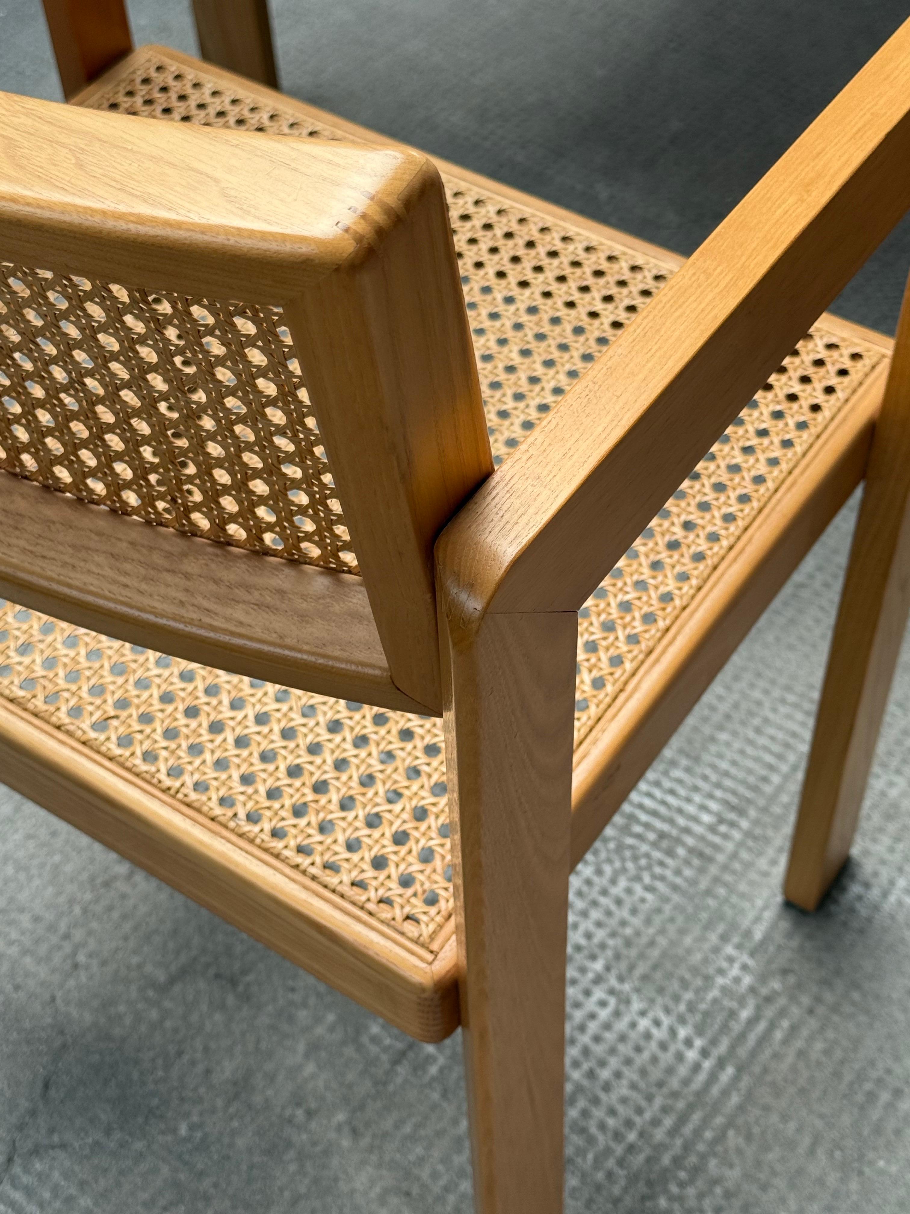 Osier DERK JAN DE VRIES MAISA DE SEVESO TABLE DE DINING SET CHAIRS WOOD RATTAN, ITALY 60s en vente