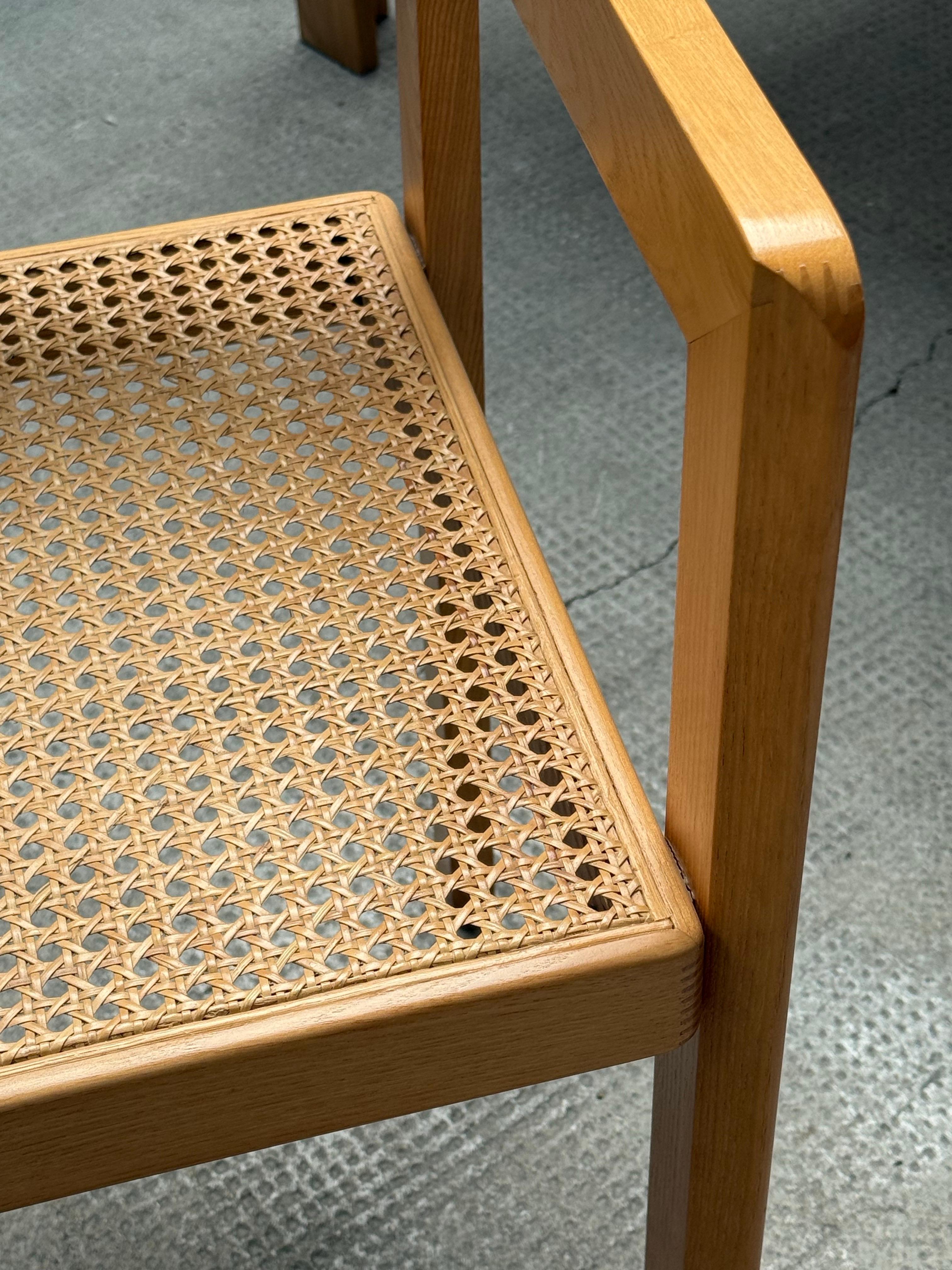 DERK JAN DE VRIES MAISA DE SEVESO TABLE DE DINING SET CHAIRS WOOD RATTAN, ITALY 60s en vente 1