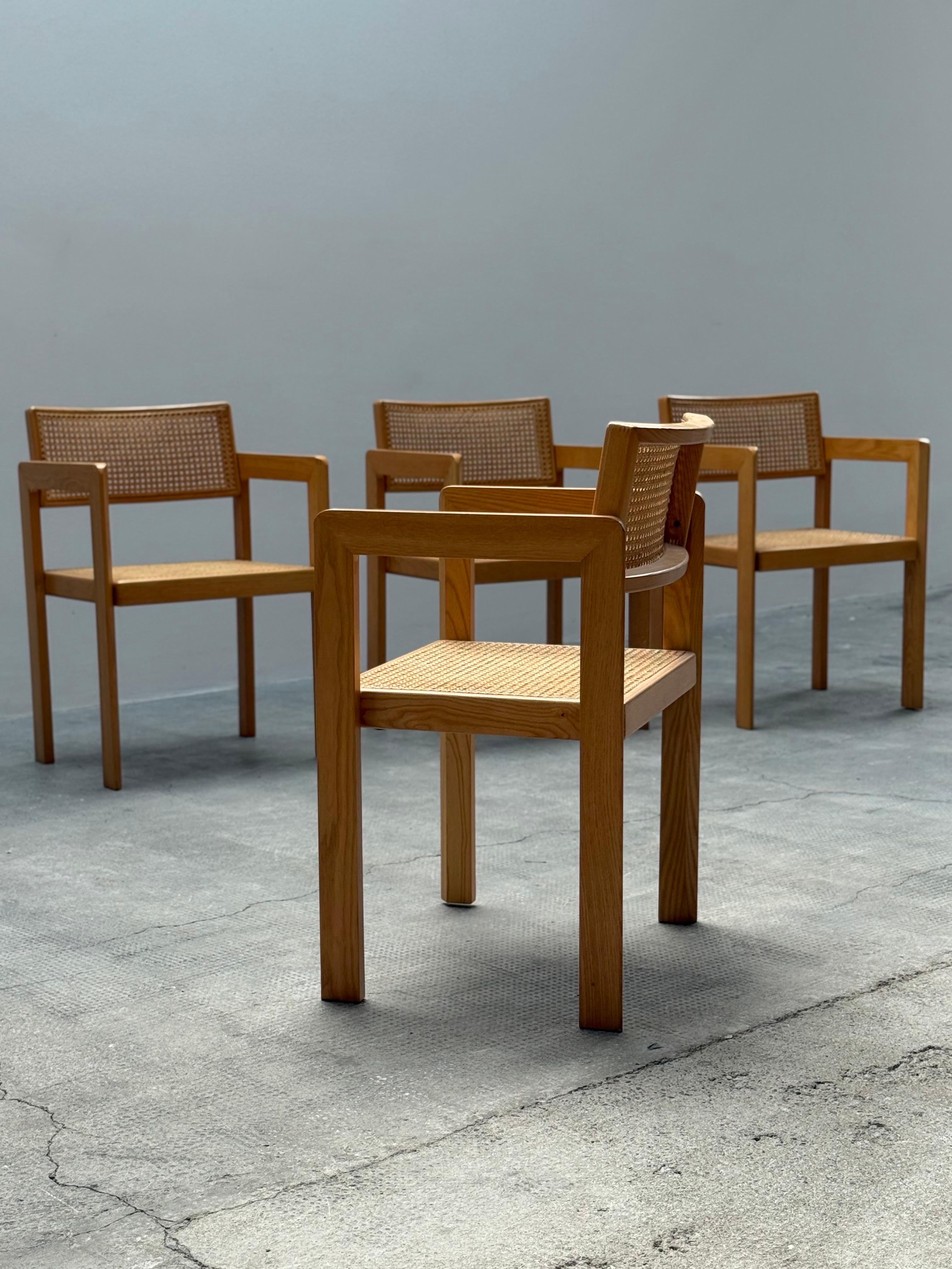 DERK JAN DE VRIES MAISA DE SEVESO TABLE DE DINING SET CHAIRS WOOD RATTAN, ITALY 60s en vente 10