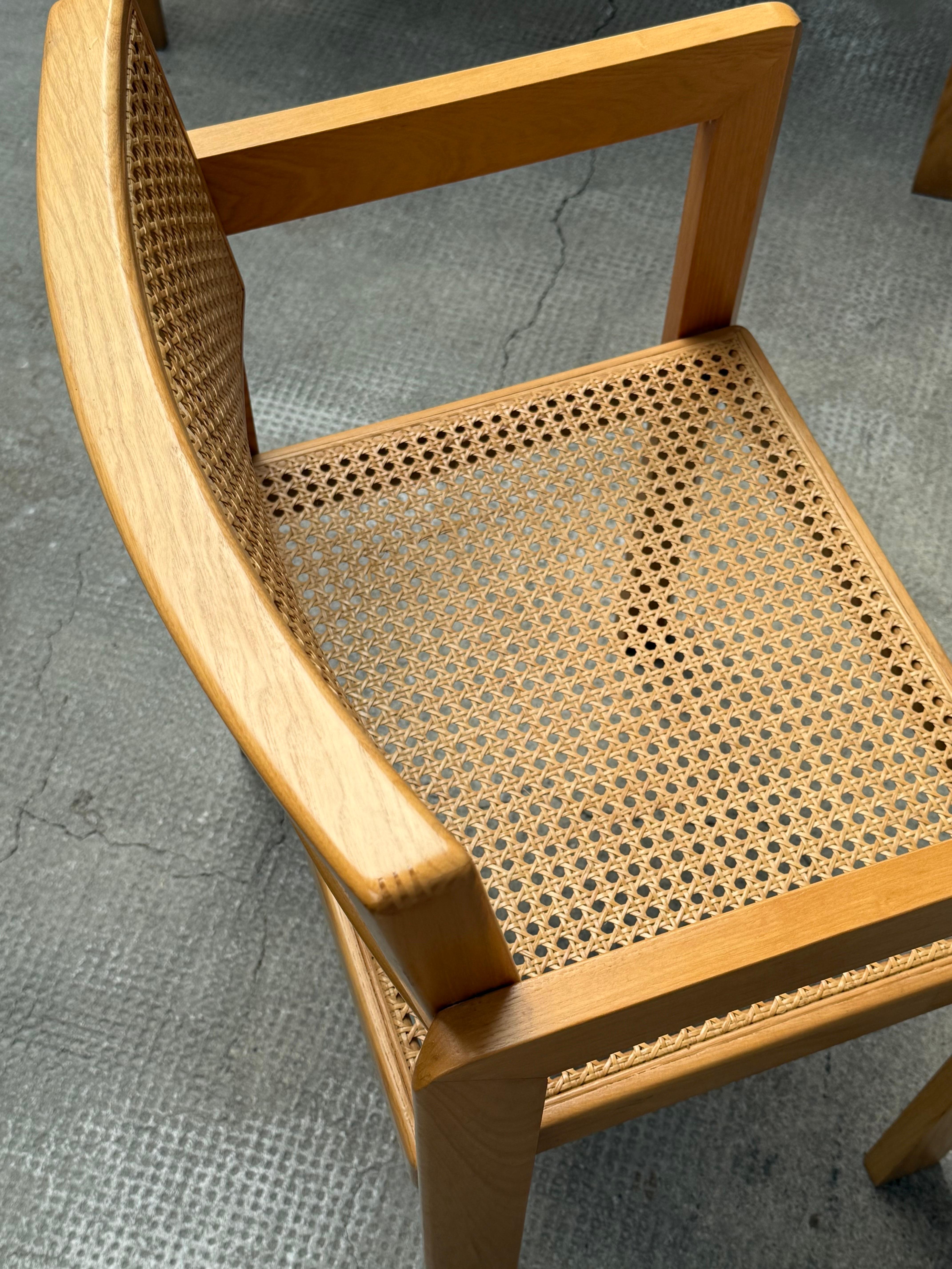 DERK JAN DE VRIES MAISA DE SEVESO TABLE DE DINING SET CHAIRS WOOD RATTAN, ITALY 60s en vente 2