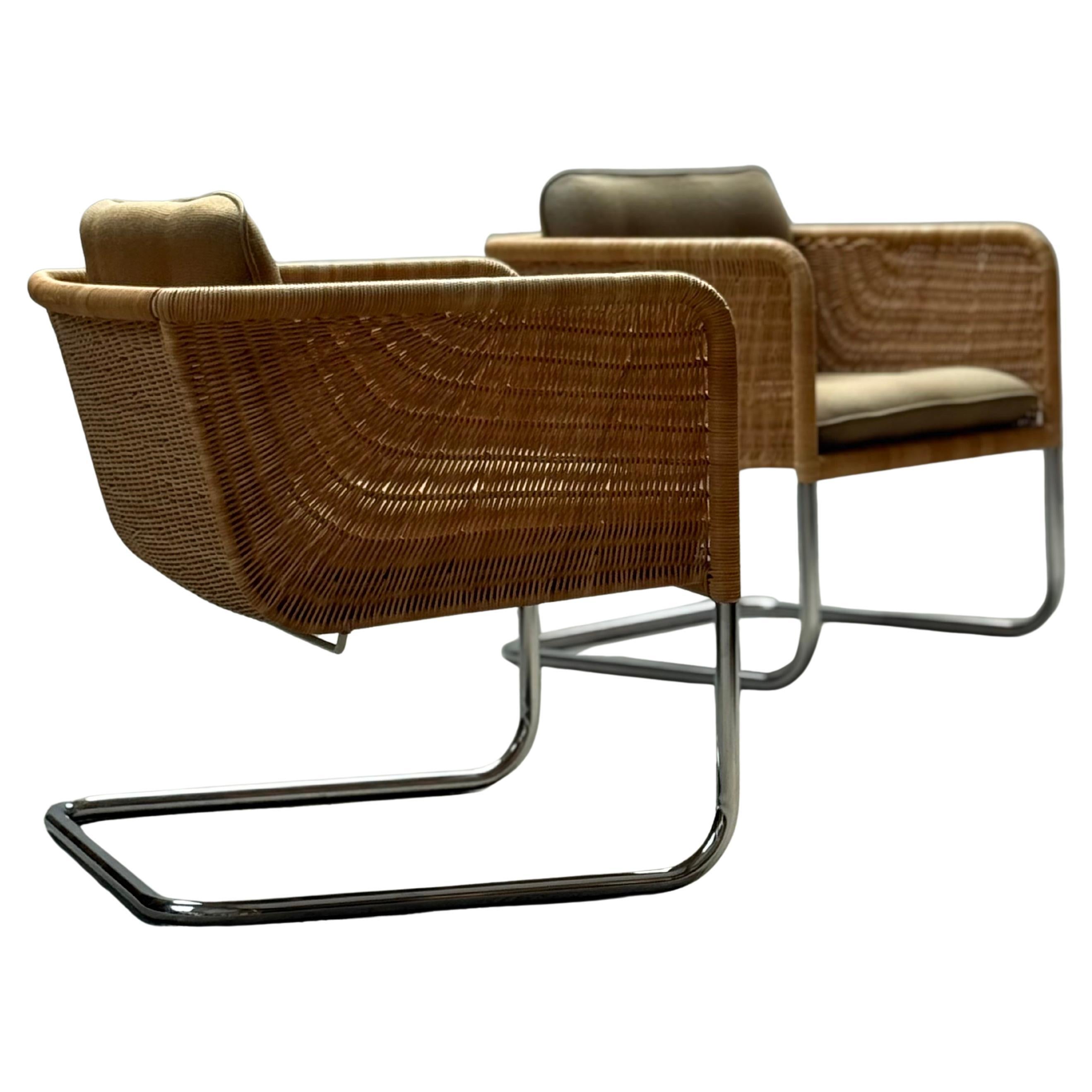 SET OF 2 WILLIAM DUNKEL FOR TECTA D44 CANTILEVER ARMCHAIRS RATTAN, GERMANY 1960s