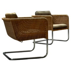 CONJUNTO DE 2 SILLONES WILLIAM DUNKEL PARA TECTA D44 RATTAN, ALEMANIA Años 60