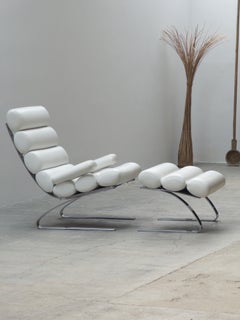 COR „SINUS“ CANTILEVER-LOUNGE-SESSEL, Ausführung komplett in weißem Leder