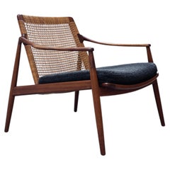 1 of 2 HARTMUT LOHMEYER FOR WILKHAHN „MODEL 400“ TEAK WOOD RATTAN ARMCHAIR