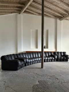 DE SEDE DS-600 „TATZELWURM“ SOFA AUS DUNKELBRAUNEM LEDER, 26 TEILE, SCHWEIZ, 1980er Jahre