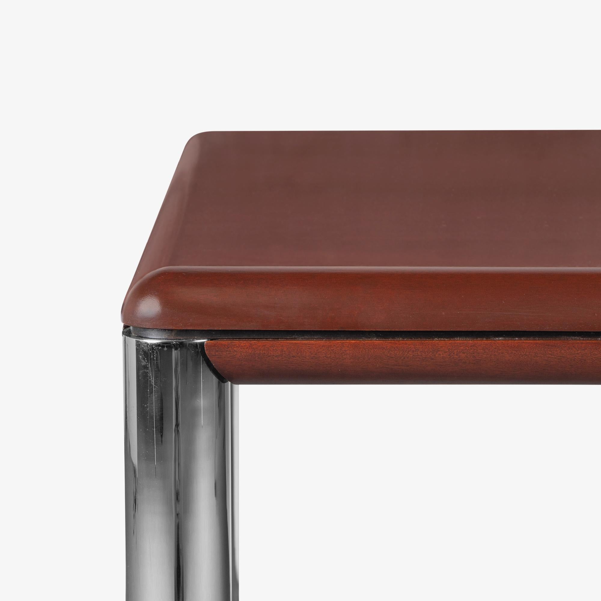 Chrome Table de salle à manger Monumental de Knoll en acajou et chrome en vente