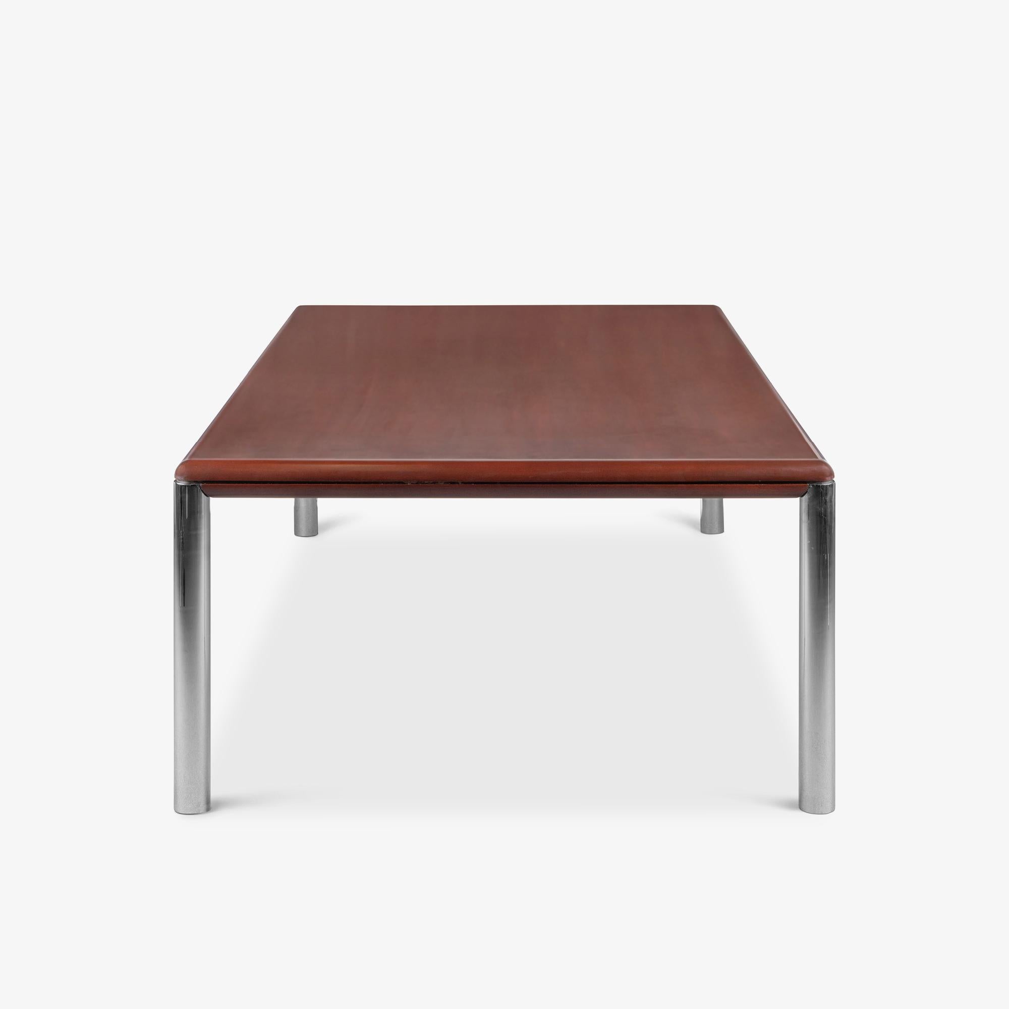 Table de salle à manger Monumental de Knoll en acajou et chrome Bon état - En vente à Stamford, CT