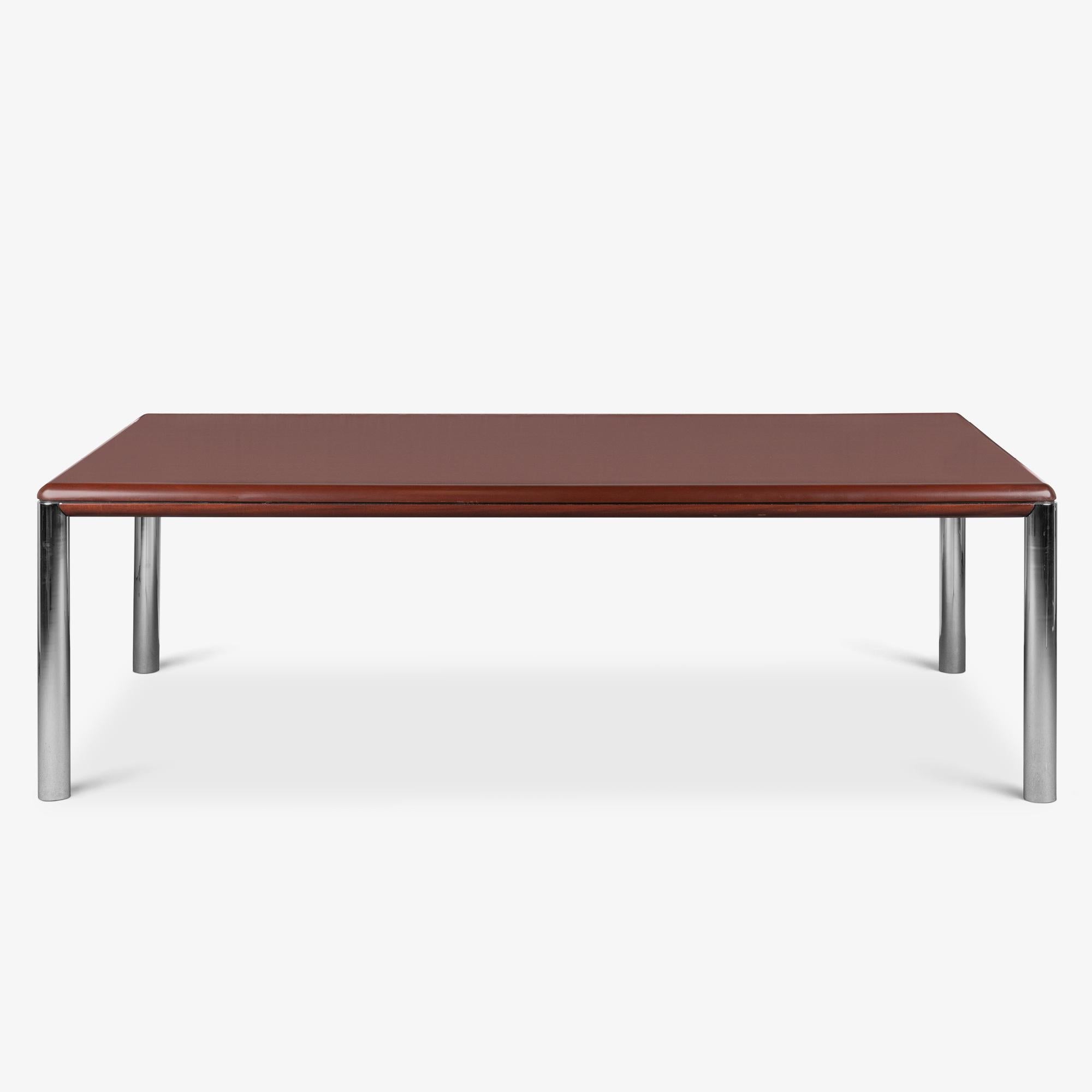Moderne Table de salle à manger Monumental de Knoll en acajou et chrome en vente