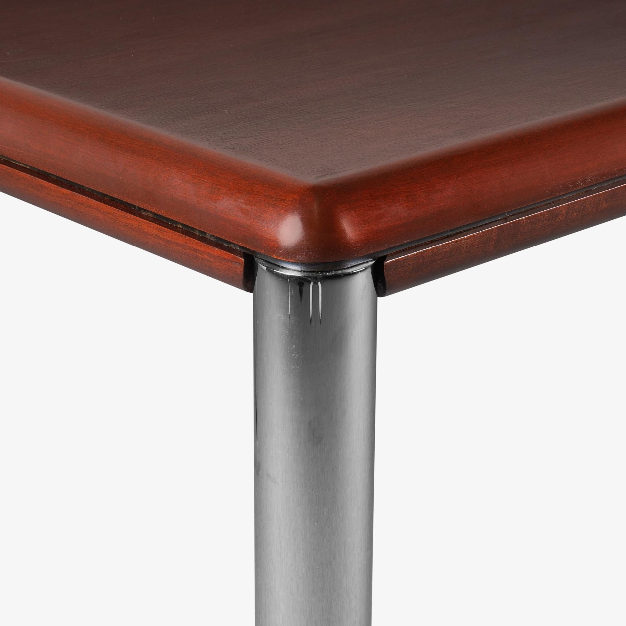 Table de salle à manger Monumental de Knoll en acajou et chrome en vente 3
