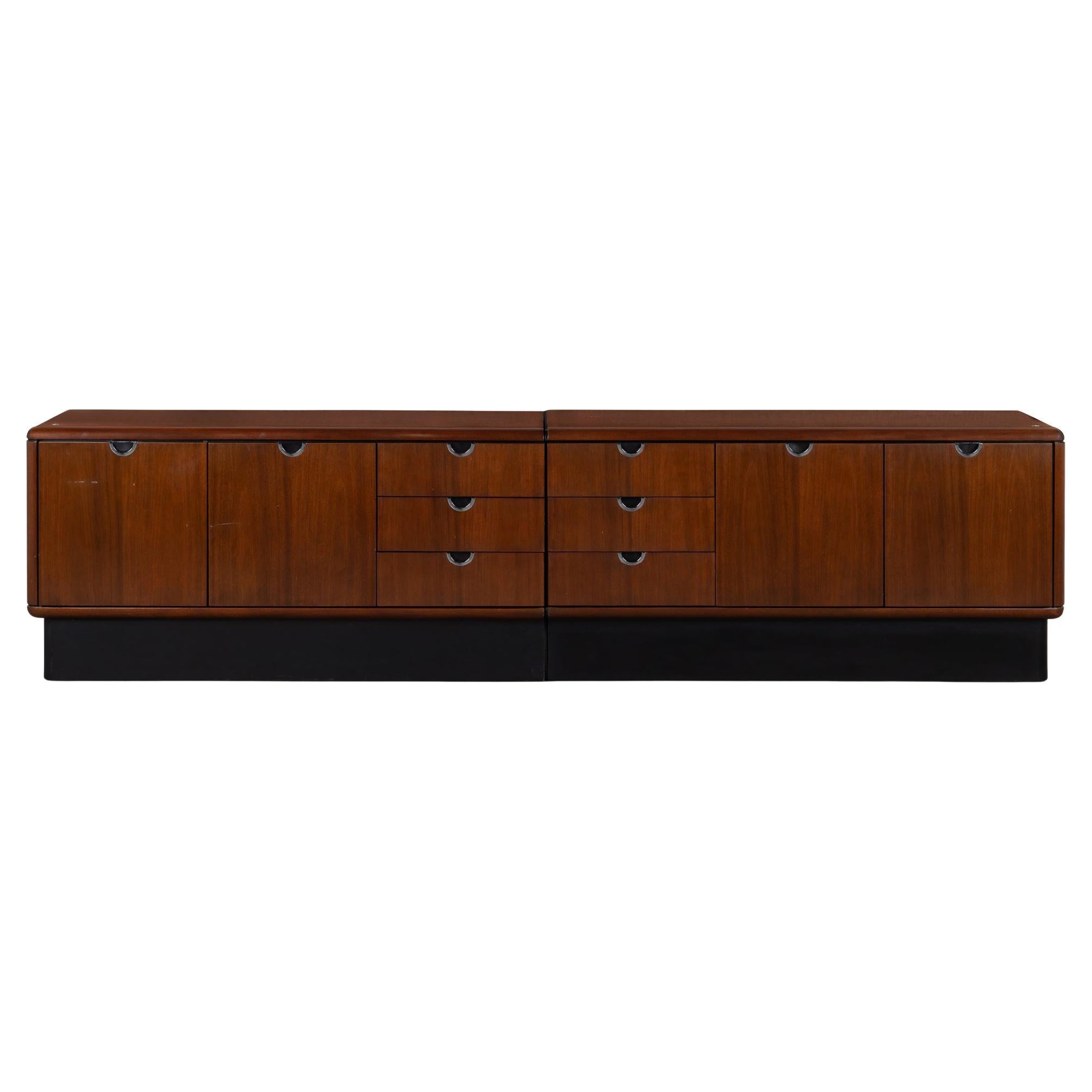 Custom Knoll Credenza in Mahogany & Chrome For Sale