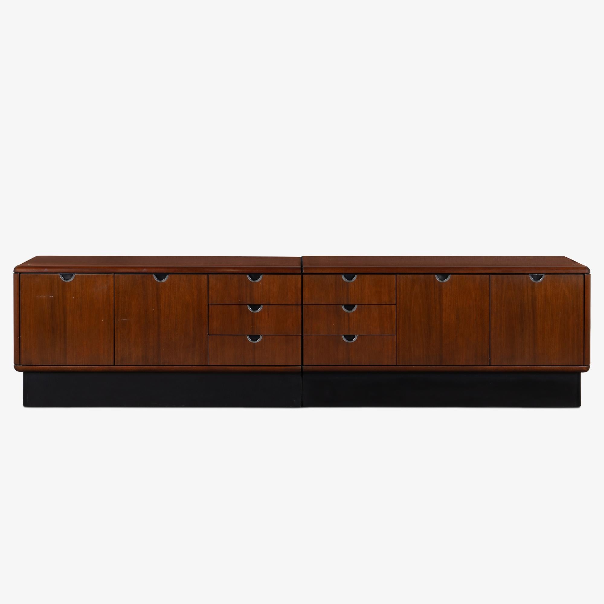 American Custom Knoll Credenza in Mahogany & Chrome For Sale