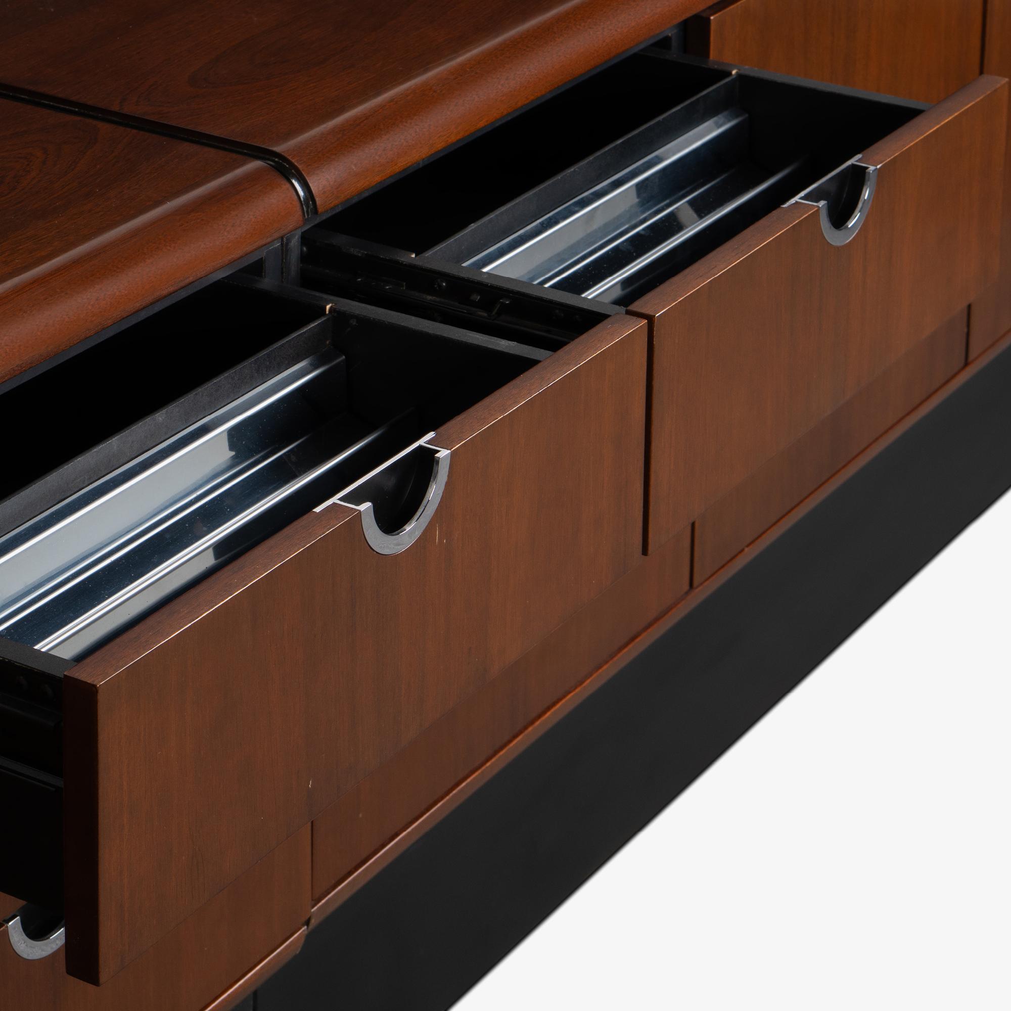 Custom Knoll Credenza in Mahogany & Chrome For Sale 4