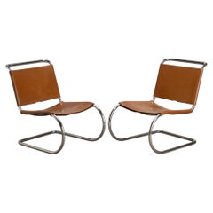 Rare Knoll MR30/5 Lounge Chairs in Caramel Leather by Mies van der Rohe, Pair