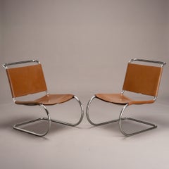 Rare Knoll MR30/5 Lounge Chairs in Caramel Leather by Mies van der Rohe, Pair