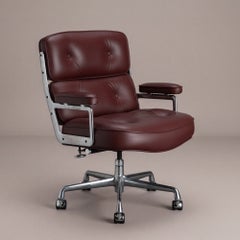 Eames Time Life Executive Desk Chair in Bordeaux Leather by Herman Miller