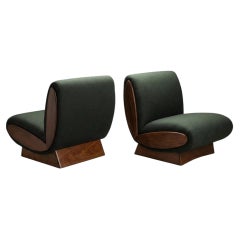 Onda Lounge Chairs in Forest Green British Wool by Object Refinery, Pair