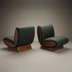 Onda Lounge Chairs in Forest Green British Wool by Object Refinery, Pair