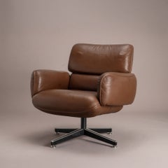 Otto Zapf Executive Lounge Chair by Knoll in Original Chocolate Brown Leather