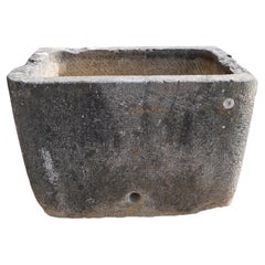 19th Century French Hand-Carved Limestone Garden Trough or Basin