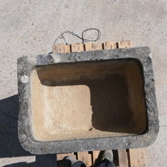 19th Century French Hand-Carved Limestone Garden Trough or Basin