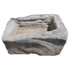 Auge ou bassin de jardin français du XIXe siècle, en grès, sculpté à la main, issu de l'agriculture biologique