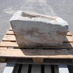19th Century French Organic Hand-Carved Sandstone Garden Trough or Basin