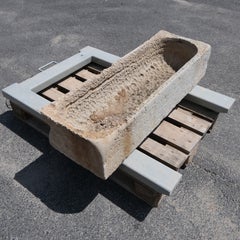 19th Century French Long Hand-Carved Stone Garden Trough or Sink