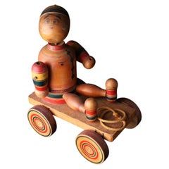 Mid-20th c. Rare Vintage Japanese Kijigangu folk toy by Fumio Tsuta
