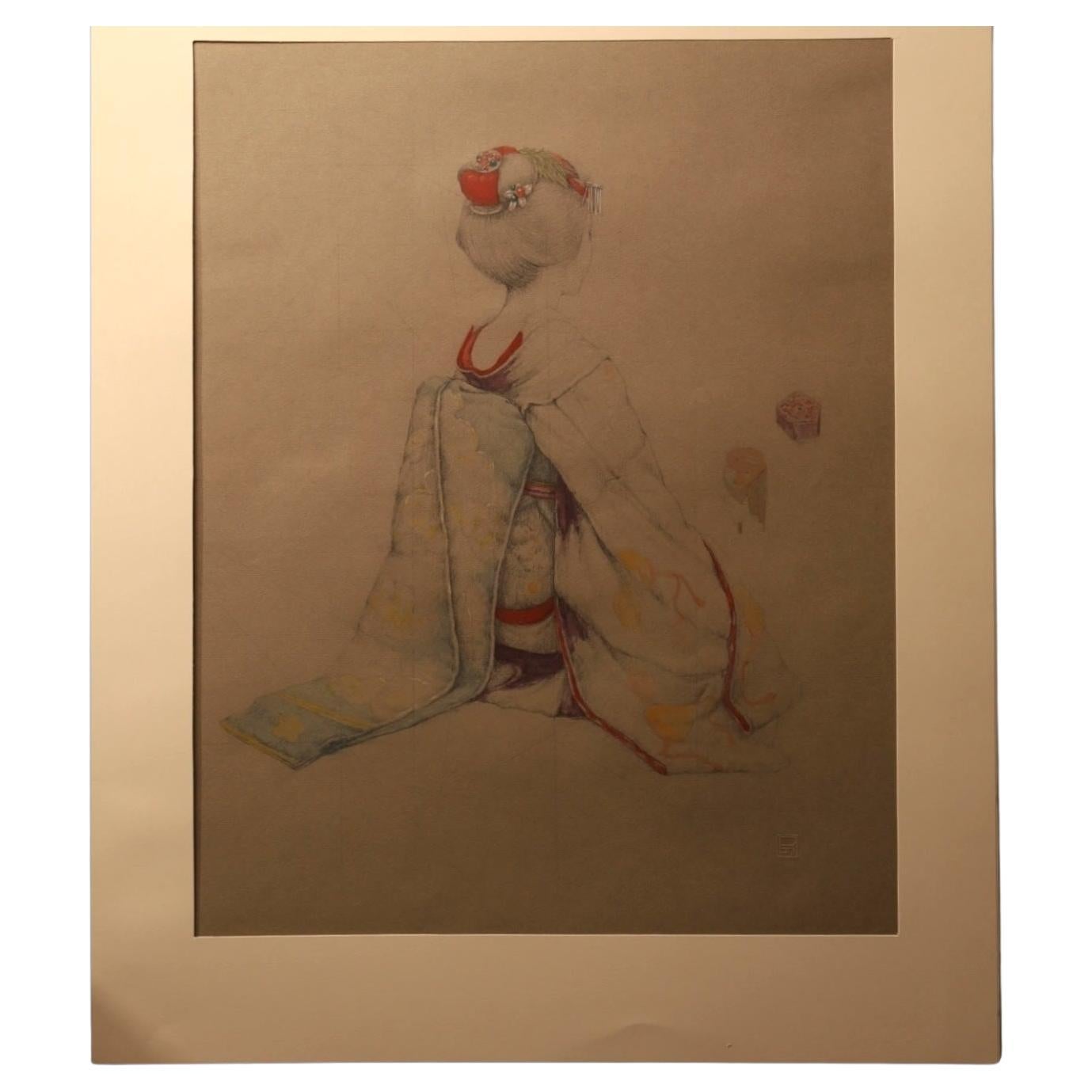 Large Collotype Print by Ryunosuke Fukui 
from "Maiko" Series
 - print no 6
