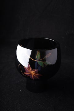 Japanese Lacquer Vase with Botanical Motif, Wajima School
