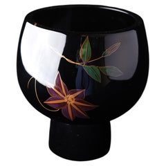 Japanese Lacquer Vase with Botanical Motif, Wajima School